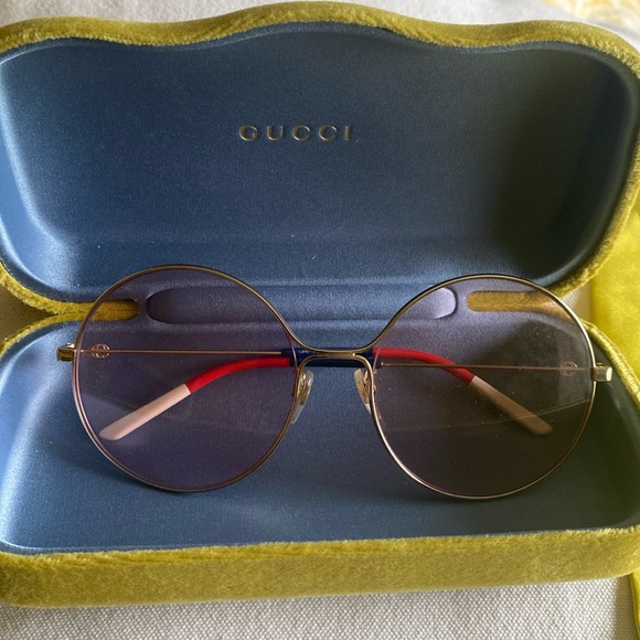 Gucci Round Thin Gold Framed Sunglasses With Case, Dust Bag, Cloth & Care Card - Picture 13 of 13